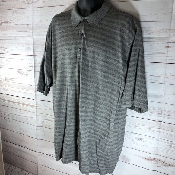 Slazenger Golf Mens Short Sleeve Gray Striped Polo Casual Shirt Size 2XL XXL - Picture 3 of 8